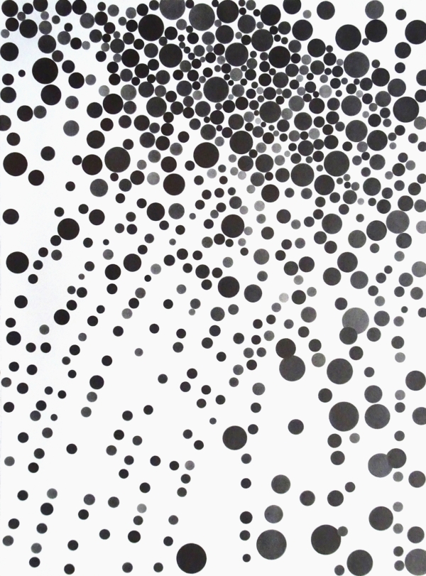 Art work, drawing with many black dots