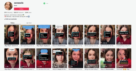 Der Account @xenasolo, der von einer weiblichen
                                          TikTok-Nutzerin betrieben wird, kontextualisiert die Situation in der Ukraine für ein englischsprachiges Publikum. (Quelle:
                                          Tiktok)
