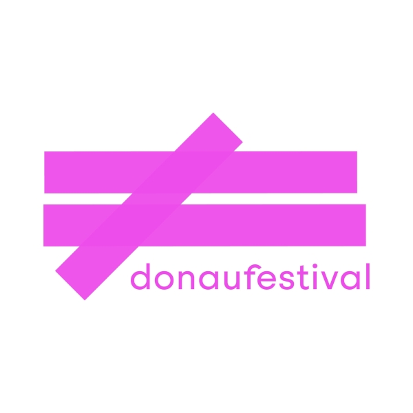 Danube Festival. Logo, two pink lines and one line through