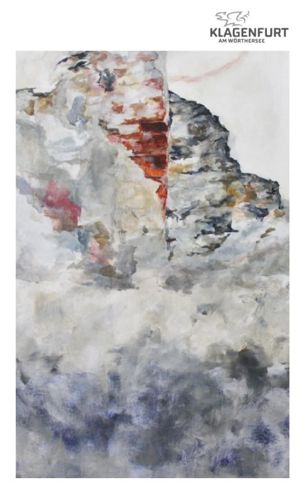 wispering
                                          wall in grey and red, Acryl auf Leinwand, 2023