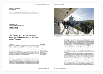Florian Bettel u. Luise Reitstätter: „Politics of Urban Participation. From the Right to the City to the Right to
                                          the Museum“, 2025