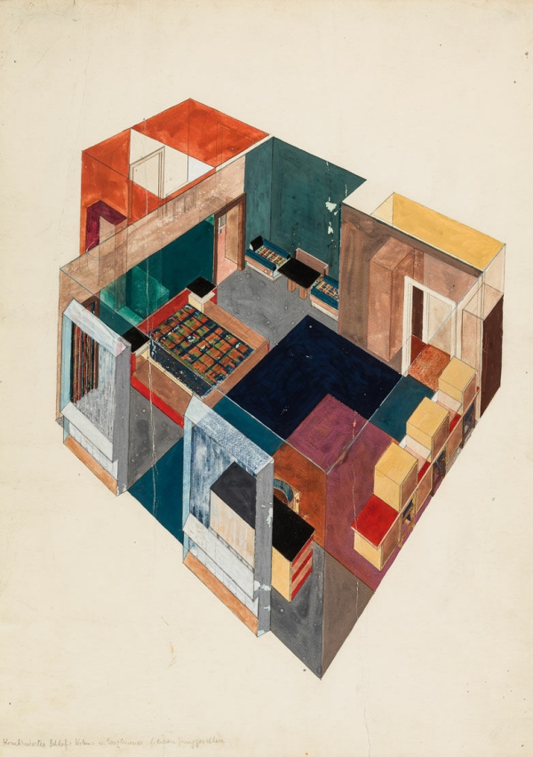Friedl Dicker-Brandeis, Franz Singer, Entwurf für die Wohnung von
                                          Hans Heller, 1927–1928, Inv.Nr.: 9394/1, Kunstsammlung und Archiv, Universität für angewandte Kunst Wien 